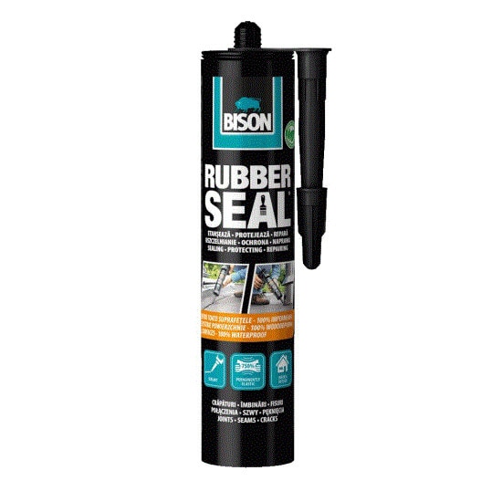 Hidroizolatie pe baza de bitum modificat cu polimeri si cauciuc BISON RUBBER SEAL, negru, 310 ml