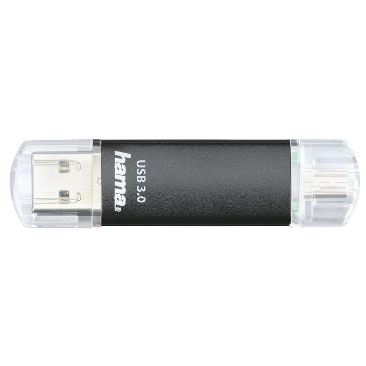 Memorie USB Hama Twin Laeta, USB 3.0, 16 GB, 45 MB/s, Black
