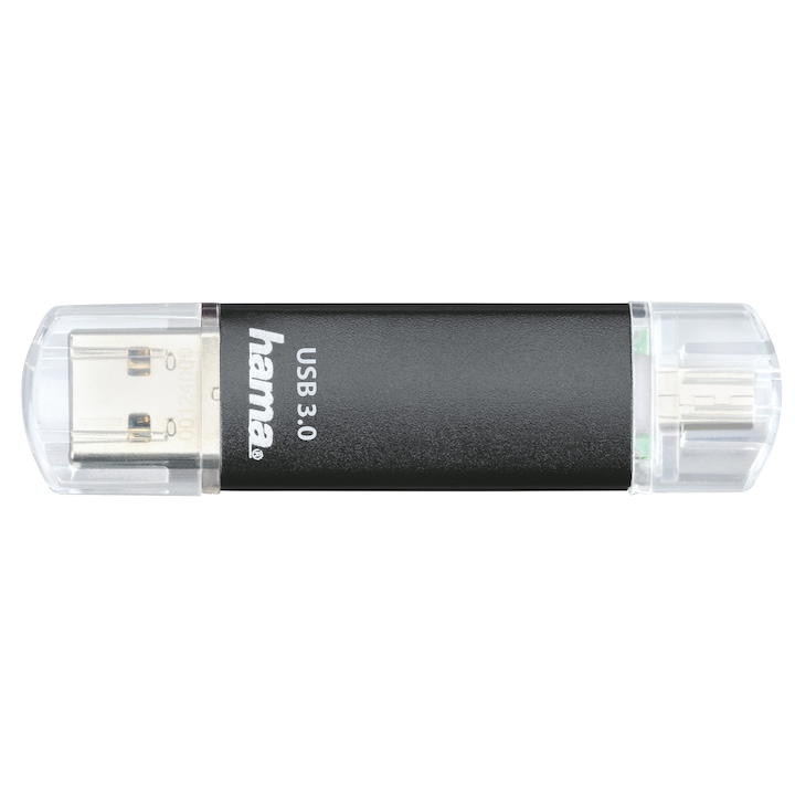 USB Flash памет Hama Laeta Twin, 16GB, USB 3.0, 45 MB/s, Черен