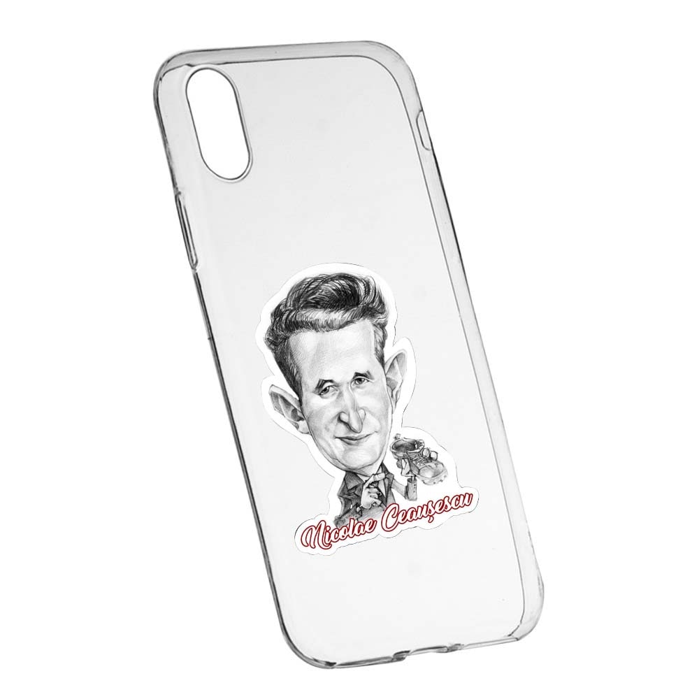 Husa de protectie Ceausescu pentru Apple iPhone X/XS, rezistenta la uzura, anti-alunecare, din silicon Premium, 222