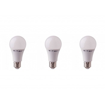Set 3 becuri led chip Samsung 9W(60W), E27, 806 lm, A+, lumina alba naturala V-TAC Set 3 becuri led chip Samsung 9W(60W), E27, 806 lm, A+, lumina alba naturala V-TAC