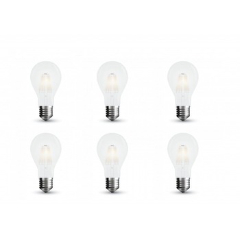 Set 6 becuri vintage, 9W(80W), E27, 1100 lm, A+, lumina calda, V-TAC Set 6 becuri vintage, 9W(80W), E27, 1100 lm, A+, lumina calda, V-TAC