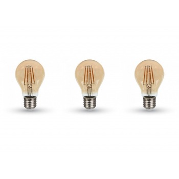 Set 3 becuri led vintage, chip Samsung, 4W(30W), E27, 350 lm, A+, lumina calda, V-TAC Set 3 becuri led vintage, chip Samsung, 4W(30W), E27, 350 lm, A+, lumina calda, V-TAC