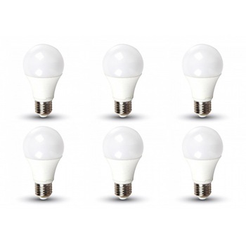 Set 6 becuri led 9W(60W), E27, 806 lm, A+, lumina alba naturala, V-TAC Set 6 becuri led 9W(60W), E27, 806 lm, A+, lumina alba naturala, V-TAC