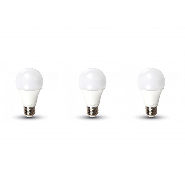 Set 3 becuri led E27, 11W(75W), 1055 lm, A+, lumina rece(6400 K), V-TAC