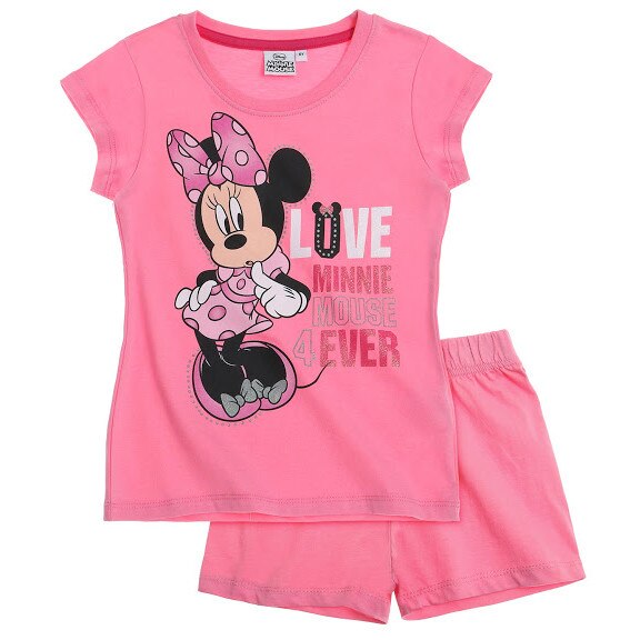 Pijama de vara Disney Minnie roz, 128 cm, 8 ani
