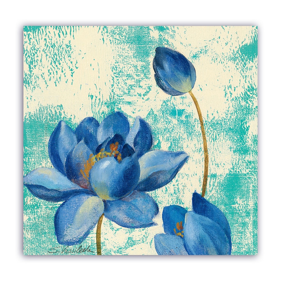 Tablou Canvas - Floral, Vintage, Albastru, Lalea, 80 x 80 cm