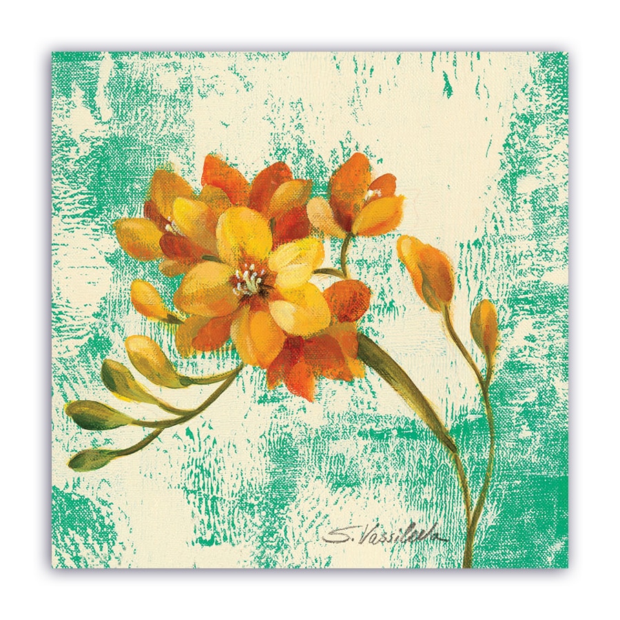 Tablou Canvas - Floral, Vintage, Galben-Auriu, 100 x 100 cm