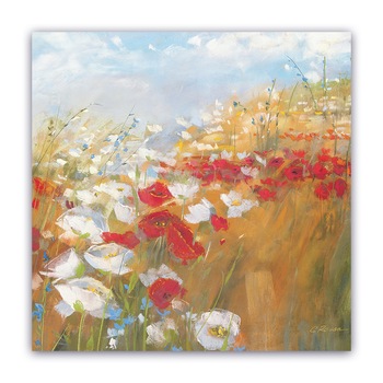 Tablou Canvas - Floral, Multicolor, Papadii,Alb-Rosu, 80 x 80 cm Tablou Canvas - Floral, Multicolor, Papadii,Alb-Rosu, 80 x 80 cm