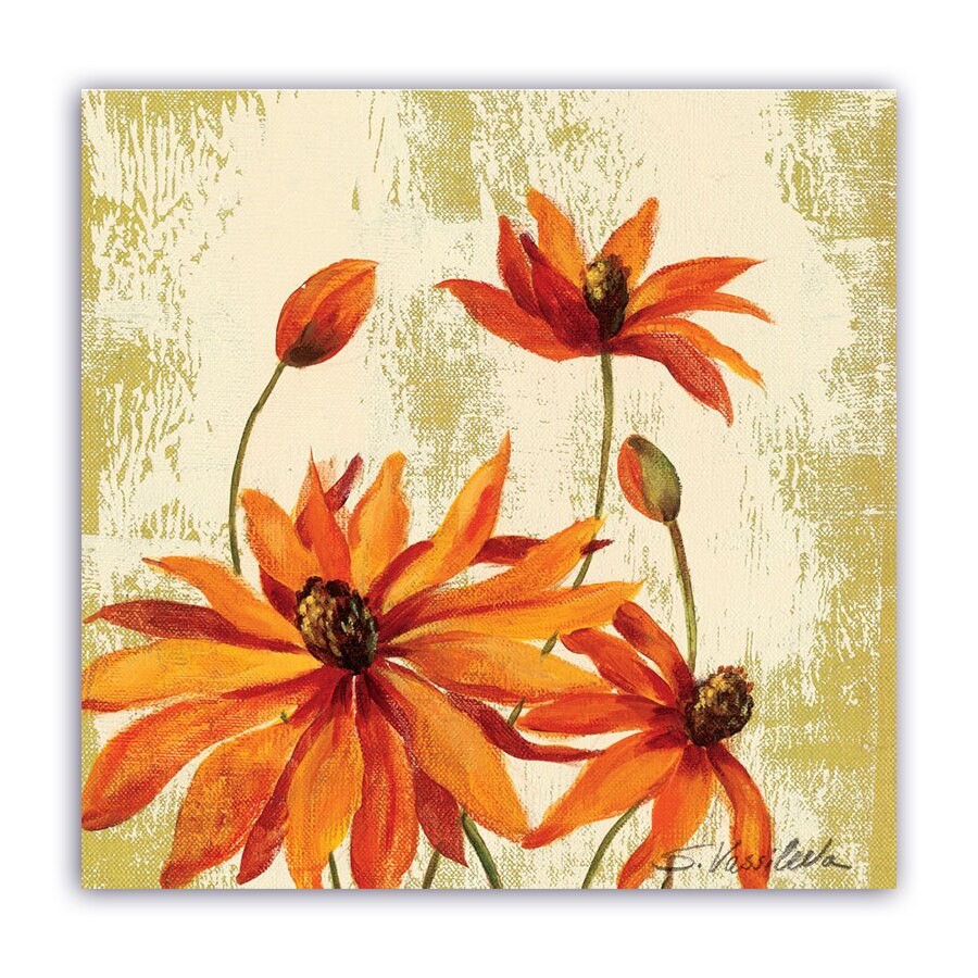 Tablou Canvas - Floral, Vintage, Portocaliu, 80 x 80 cm