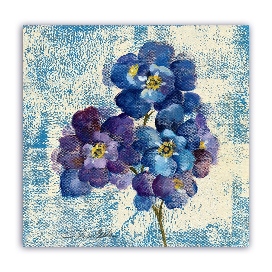 Tablou Canvas - Floral, Vintage, Albastru, Orhidee, 80 x 80 cm