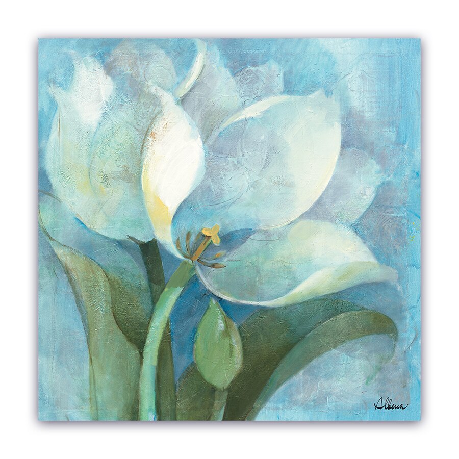 Tablou Canvas - Floral, Vintage, Alb, Lalele, 100 x 100 cm