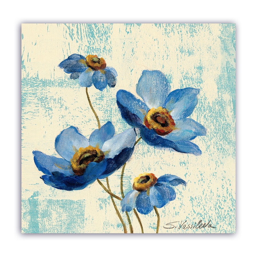 Tablou Canvas - Floral, Vintage, Albastru, Narcis, 100 x 100 cm