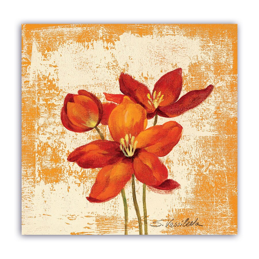 Tablou Canvas - Floral, Vintage, Portocaliu, Narcis, 80 x 80 cm