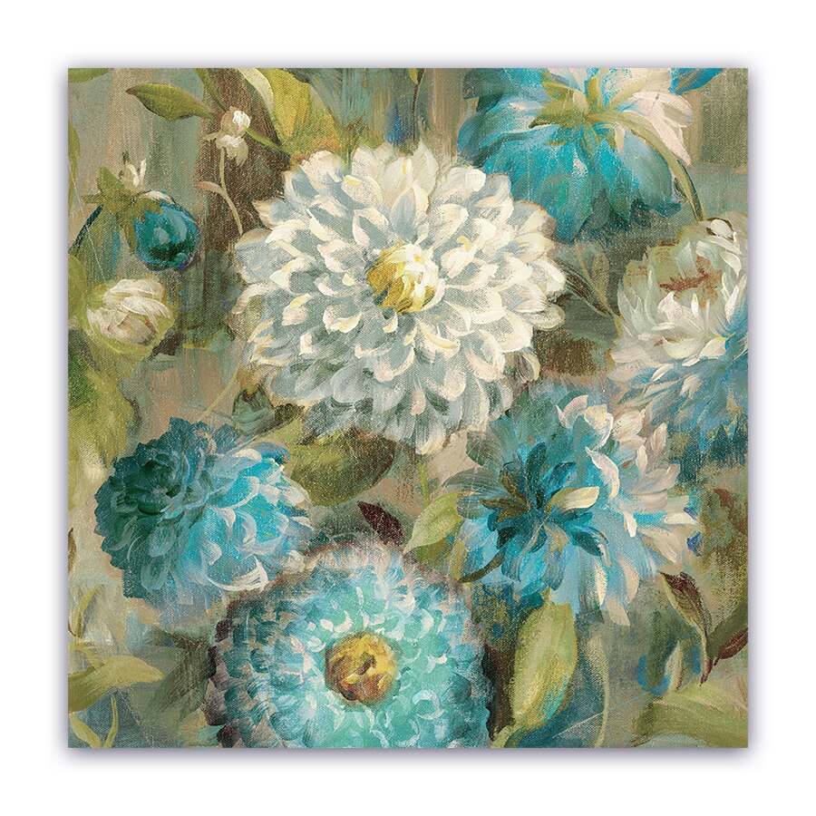 Tablou Canvas - Vintage, Floral, Alb-Albastru, 80 x 80 cm