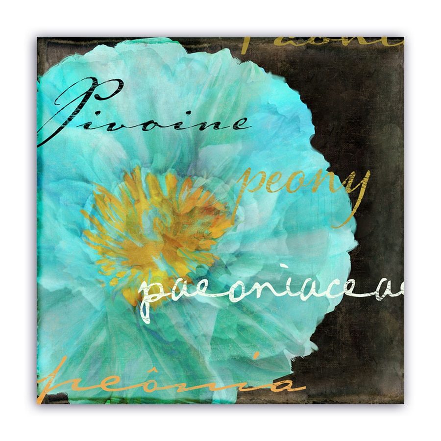 Tablou Canvas - Vintage, Flori, Bujori, Albastru, 100 x 100 cm