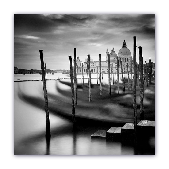 Tablou Canvas - Vintage, Monochrom, Mare, Barca, 60 x 60 cm