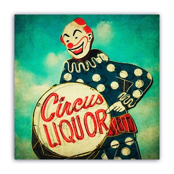 Tablou Canvas - Retro, Liquor, Panou, Clovn, 100 x 100 cm Tablou Canvas - Retro, Liquor, Panou, Clovn, 100 x 100 cm