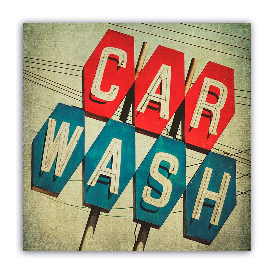 Tablou Canvas - Retro, Car Wash, Panou, American, 100 x 100 cm