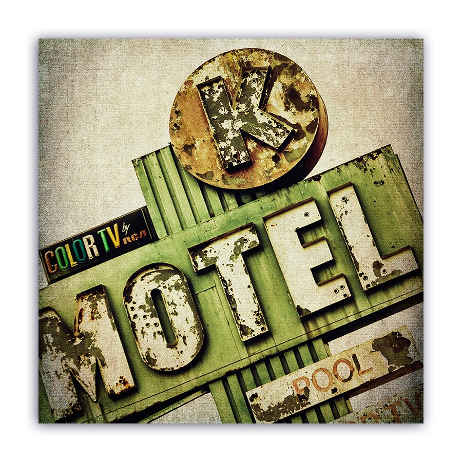 Tablou Canvas - Retro, Motel, Panou, American, 100 x 100 cm