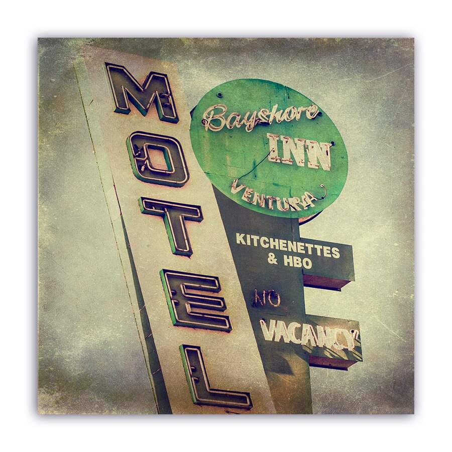 Tablou Canvas - Retro, Motel, Inn, Panou, American, 100 x 100 cm