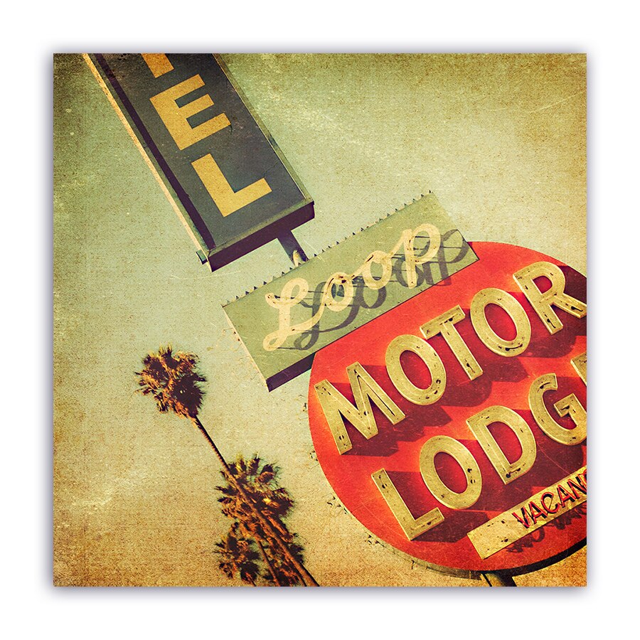 Tablou Canvas - Retro, Motel, Motor Lodge, Panou, American, 100 x 100 cm