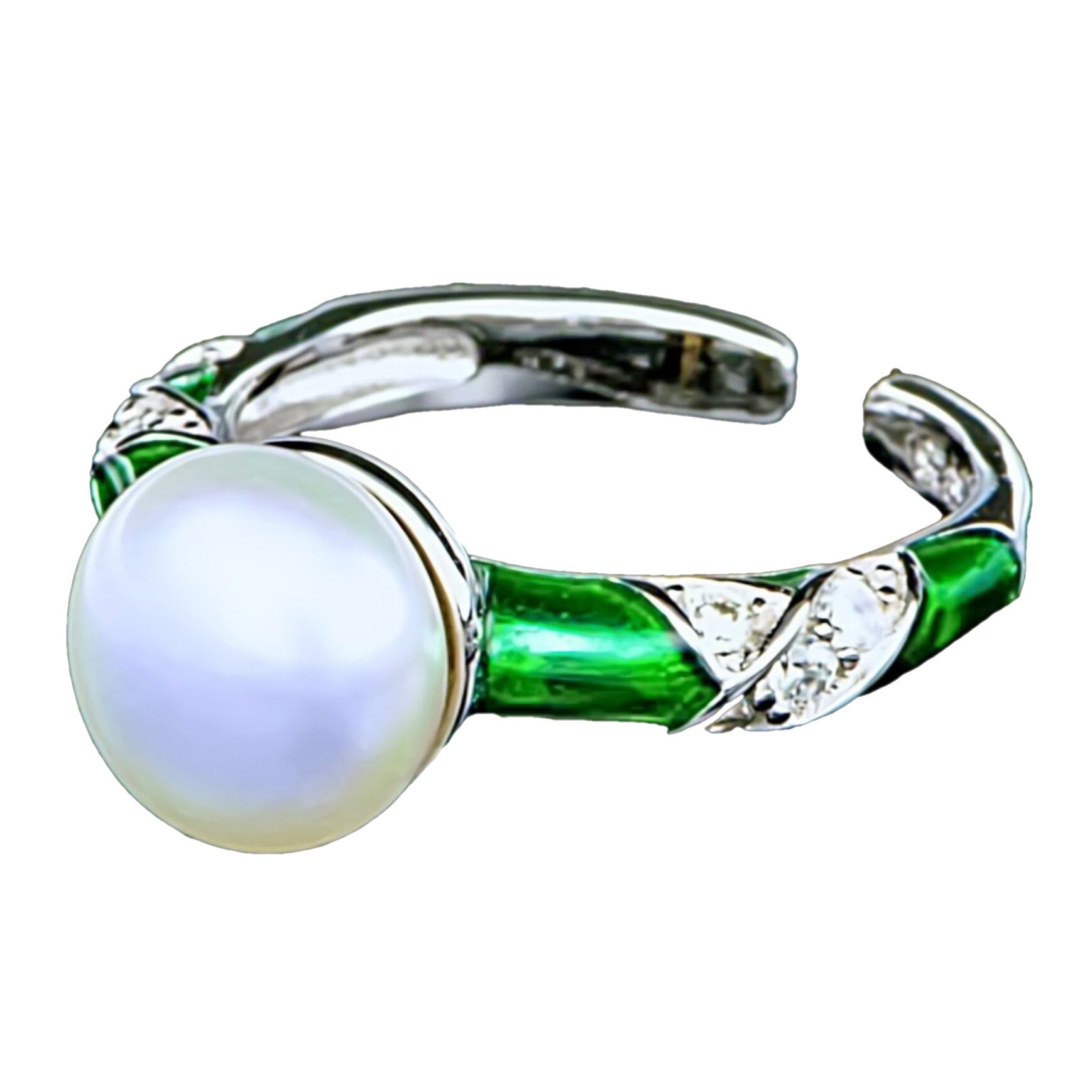 Inel din Argint 925 cu Perla Naturala si Diamante, Sonia