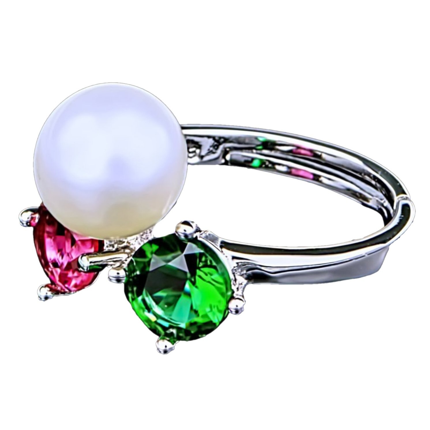 Inel din Argint 925 cu Perla Naturala si Diamante, Snake