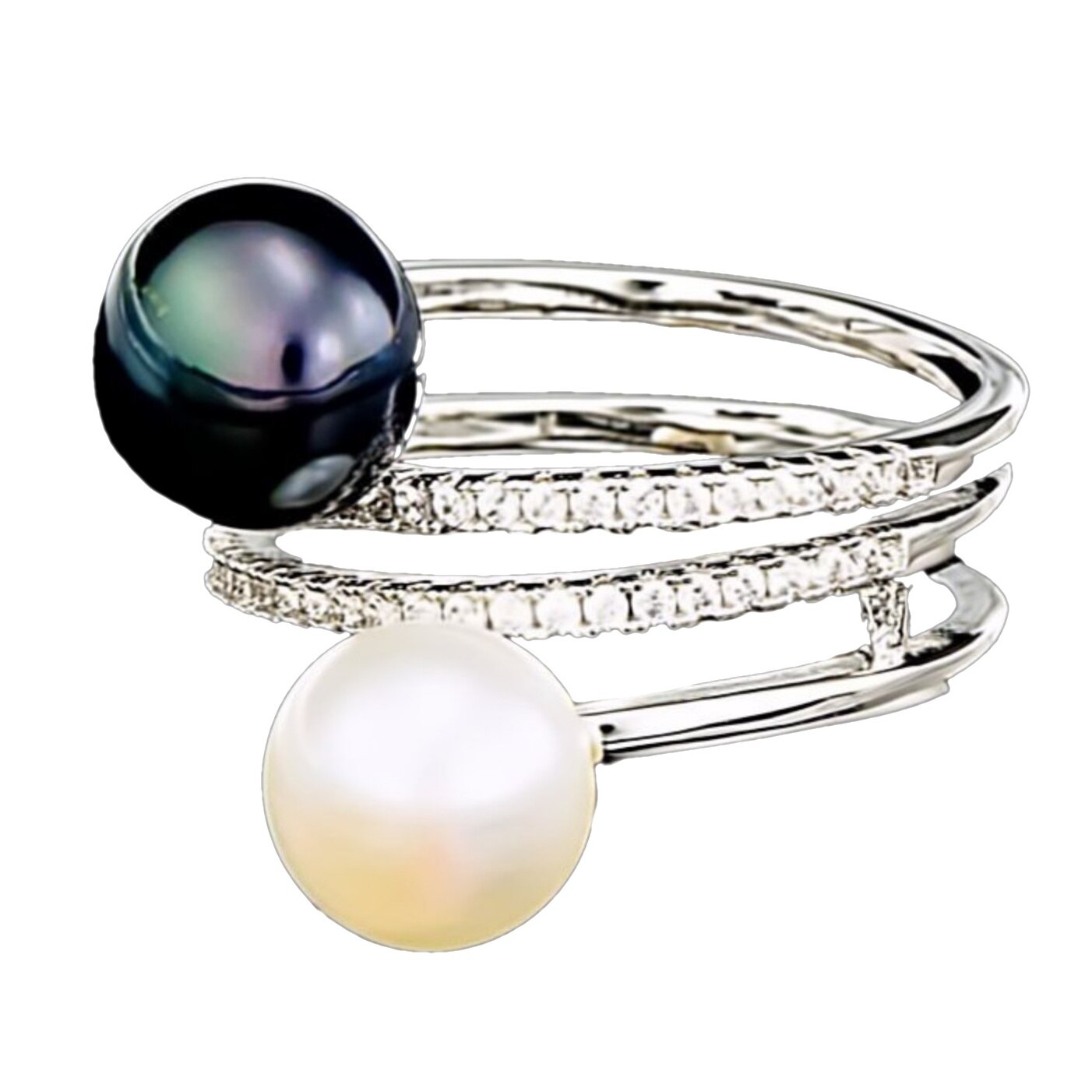 Inel din Argint 925 cu Perle Naturale si Diamante, Rachel