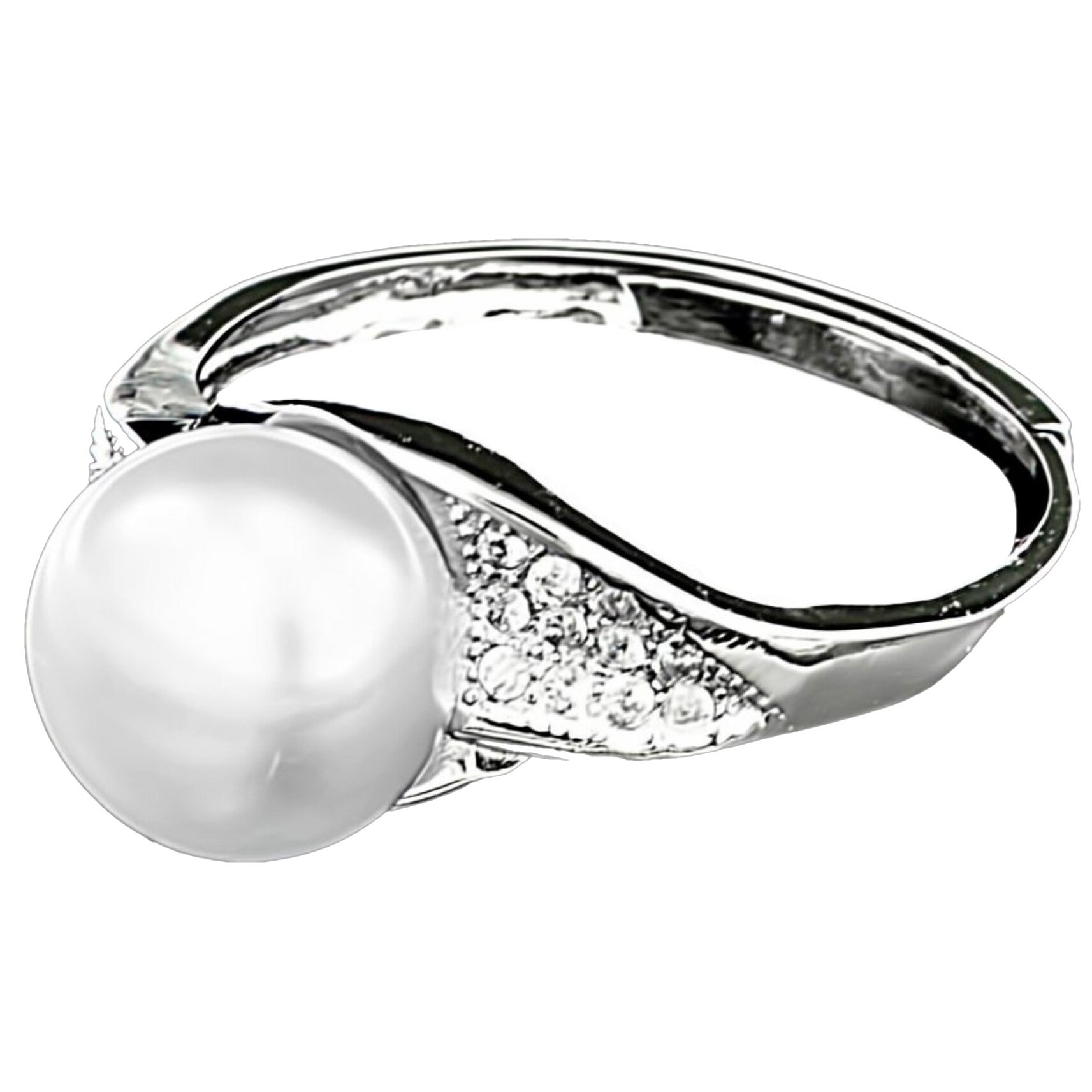Inel din Argint 925 cu Perla Naturala si Diamante, Gloria White