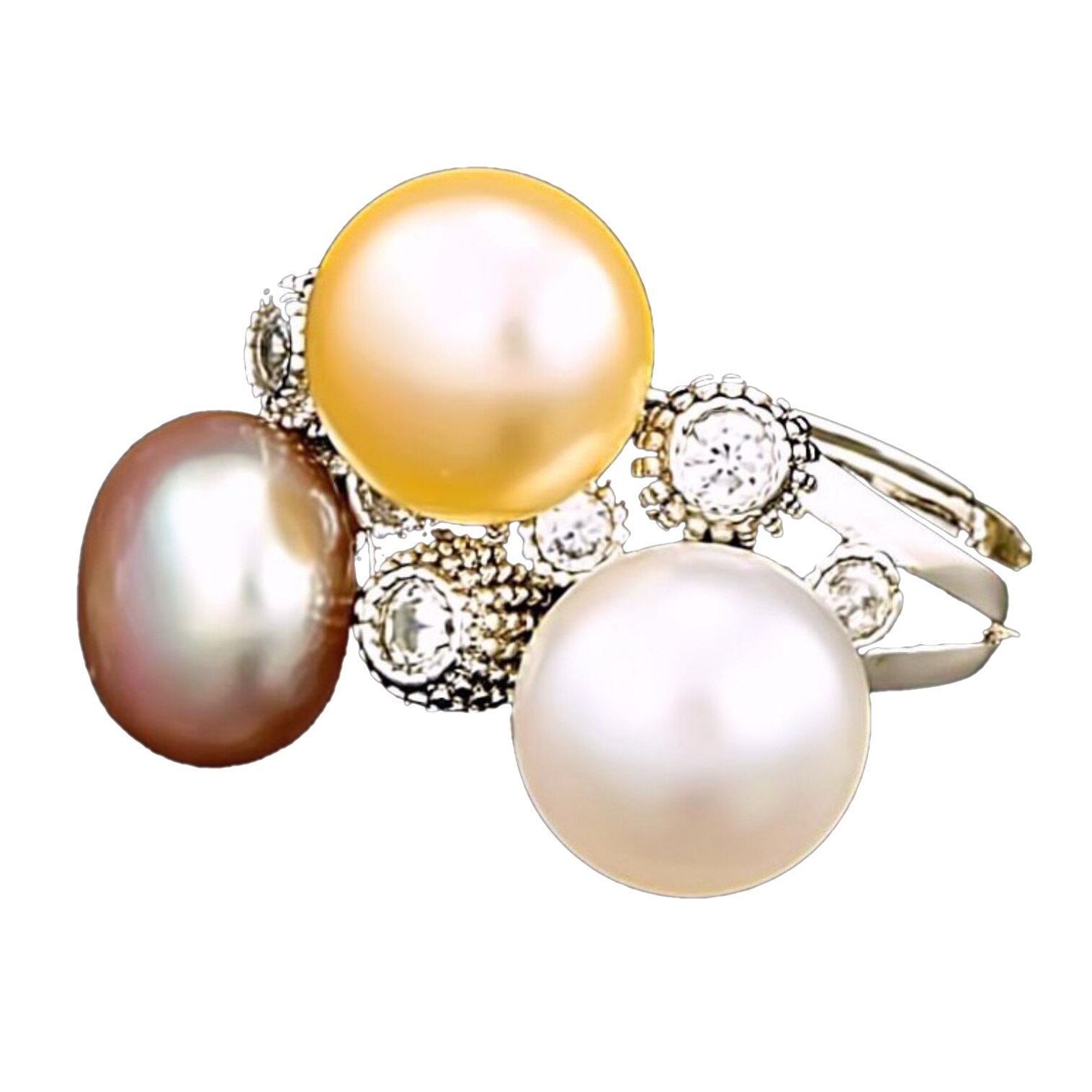 Inel din Argint 925 cu Perle Naturale si Diamante, Harmony