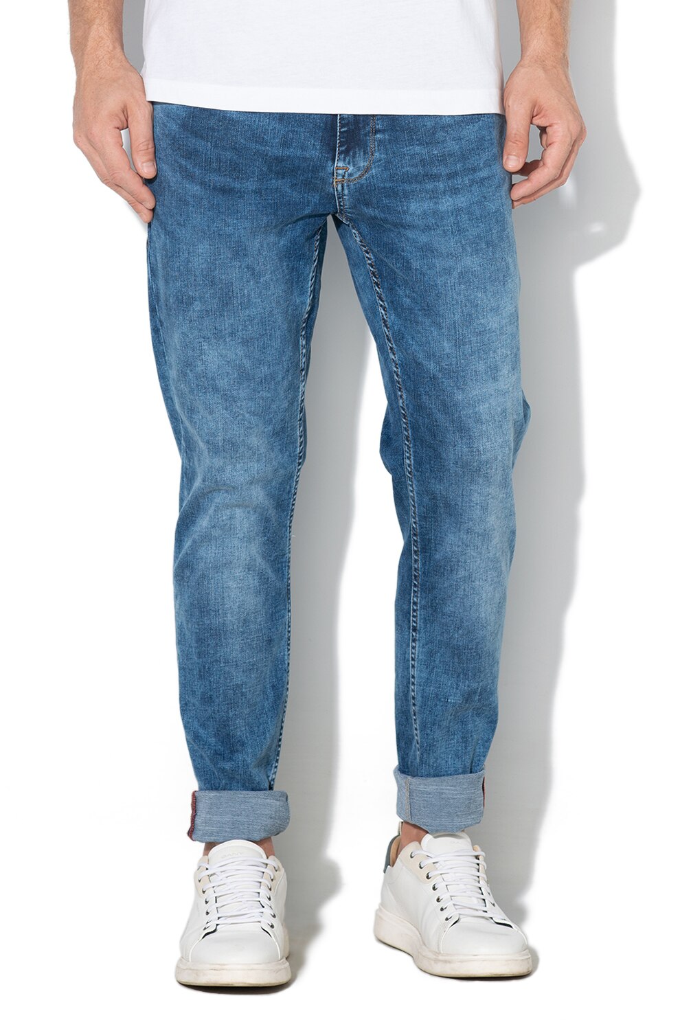 BLEND, Blugi slim fit elastici, Albastru