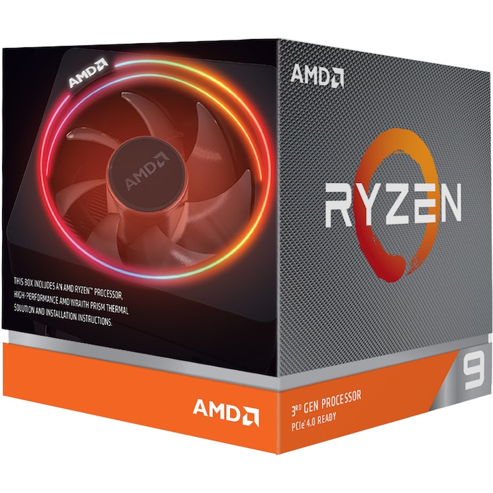 AMD Ryzen™ 9 3900X processzor, 70 MB, 4,6 GHz Wraith Prism hűtővel