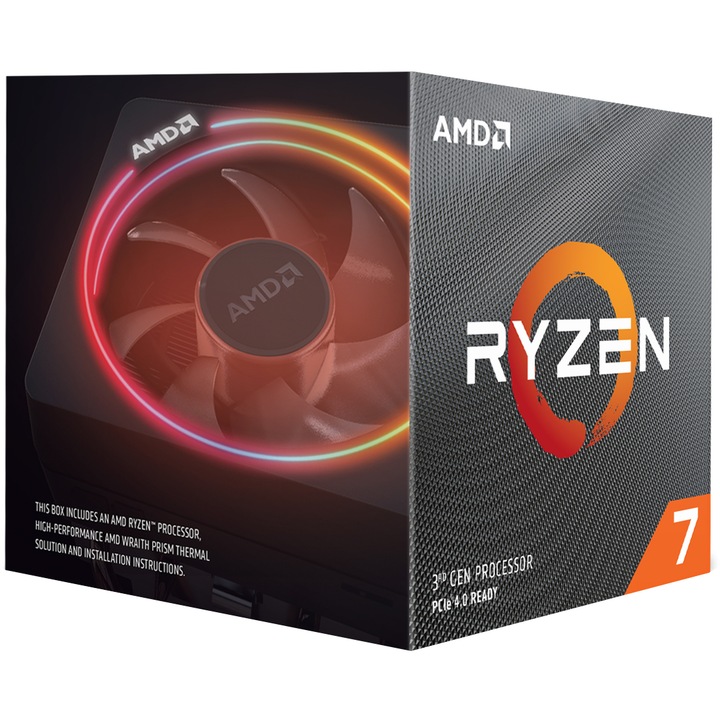 Procesor AMD Ryzen™ 7 3700X, 36MB, 4.4 GHz cu Wraith Prism cooler