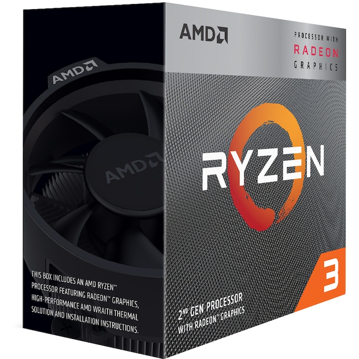 AMD Ryzen™ 3 3200G Processzor, 6MB, 4.0GHz, Radeon™ RX Vega 8 Graphics, Wraith Stealth hűtő