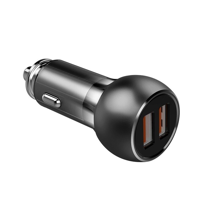 Incarcator Auto Ldnio QuickCharge 3.0 (C503Q), 2*USB, 36W, Cablu USB-C inclus, Negru