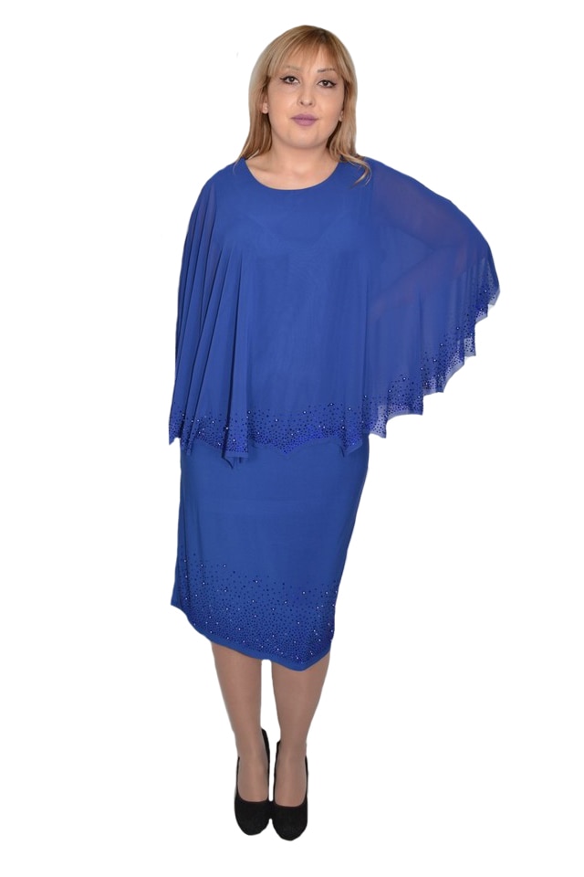 Rochie Maci cu aplicatii de strasuri si margele,D&J Exclussive, Albastru