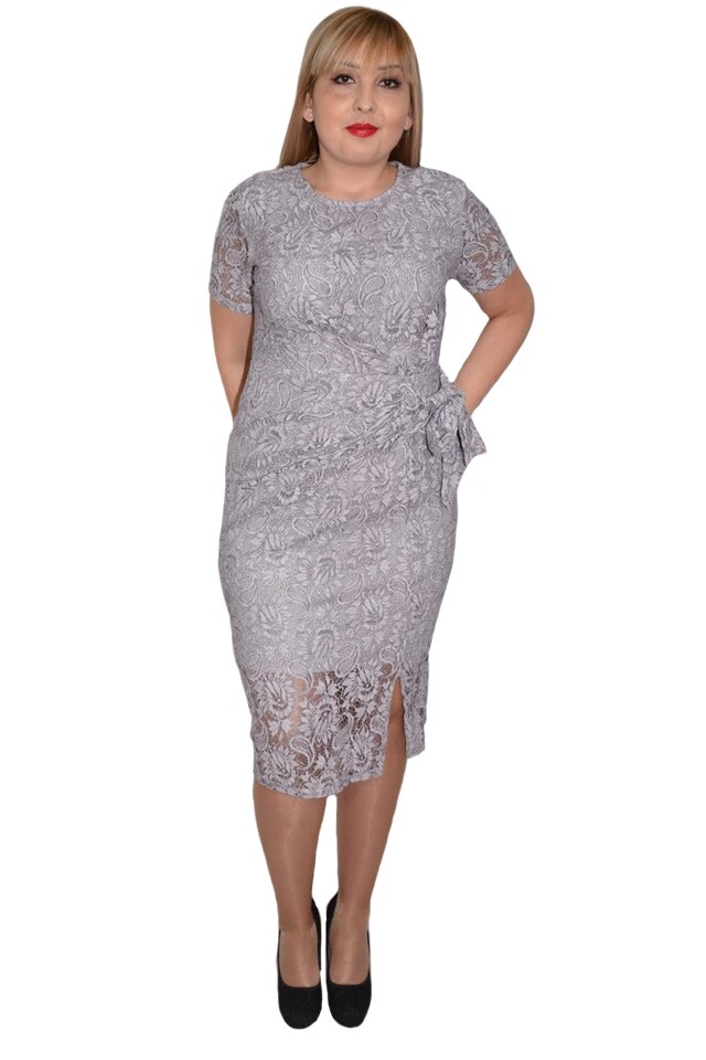 Rochie rafinata Jasmin din dantela,croi conic,D&J Exclussive, Gri