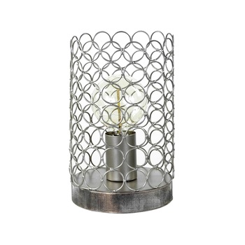 Lampa de masa 24 cm, argintiu, Toile - Butopea Lampa de masa 24 cm, argintiu, Toile - Butopea