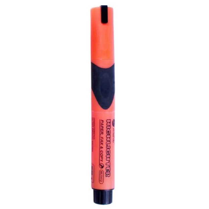 Textmarker with Grip Willgo, Fluorescent Orange with Beveled Tip - Text Highlighter, Highlighter Orange Fluorescent