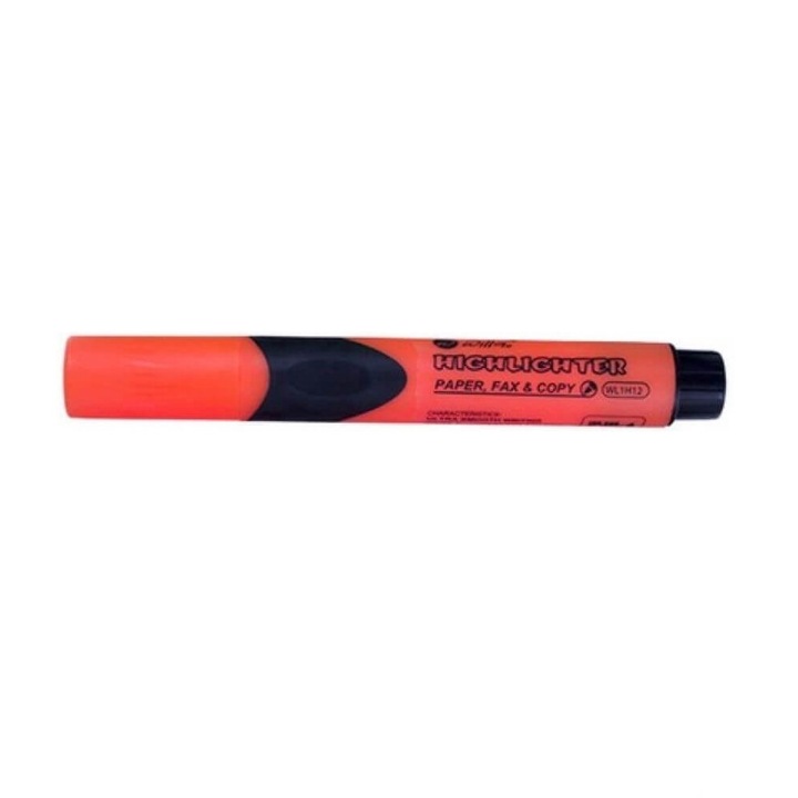 Textmarker with Grip Willgo, Fluorescent Orange with Beveled Tip - Text Highlighter, Highlighter Orange Fluorescent