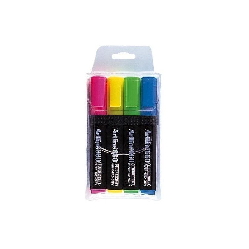 Textmarker ARTLINE 660, varf tesit 1.0-4.0mm, 4 culori/set