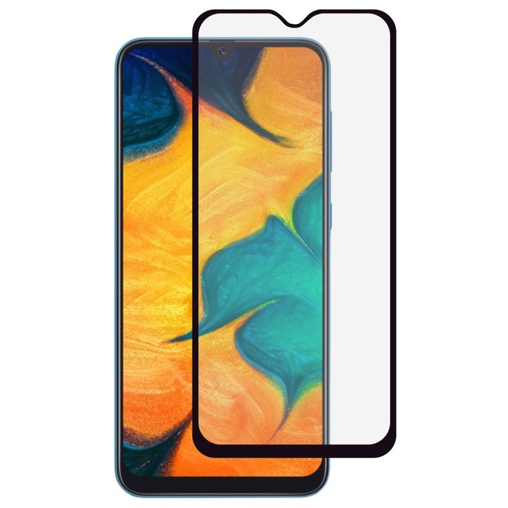 5D teljes ragasztós üvegfólia SAMSUNG Galaxy A30 / A30s (fekete) ATX