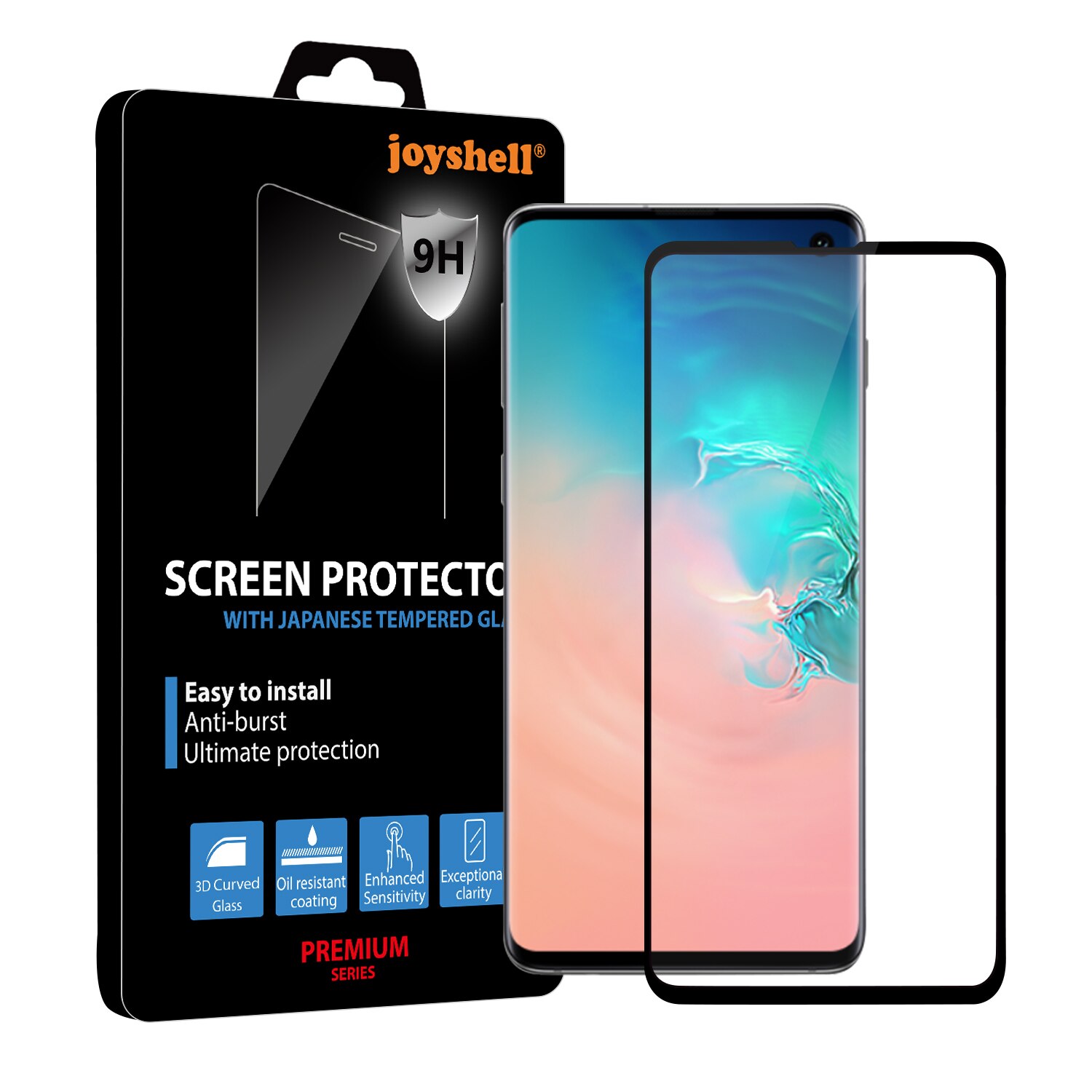 Folie compatibila cu Samsung Galaxy S10e, Full Glue, Protectie Ecran Full Cover Sticla 2.5D, Joyshell - Negru