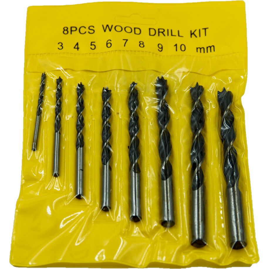 Set burghie de lemn,3-4-5-6-7-8-9-10 mm, 8 buc., coada cilindrica, SPARTA