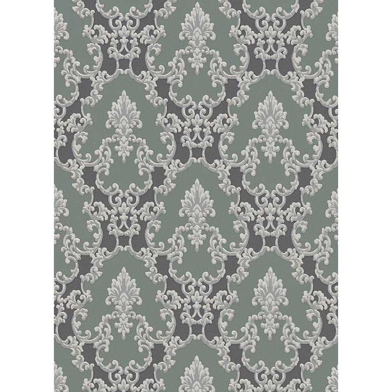 Tapet clasic Palais Royal 0.53m X 10m Verde,Argintiu,Negru,Gri