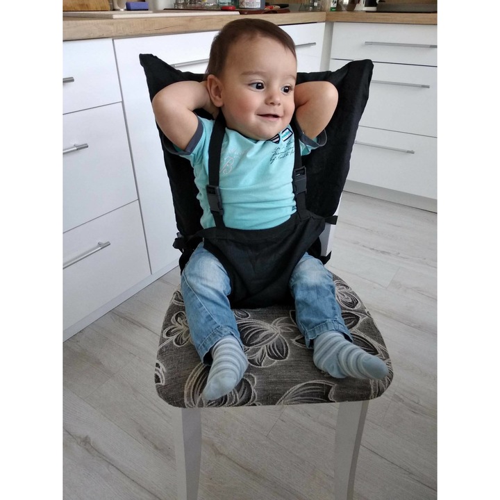 Buzunar portabil pentru hranirea copiilor, bumbac,negru