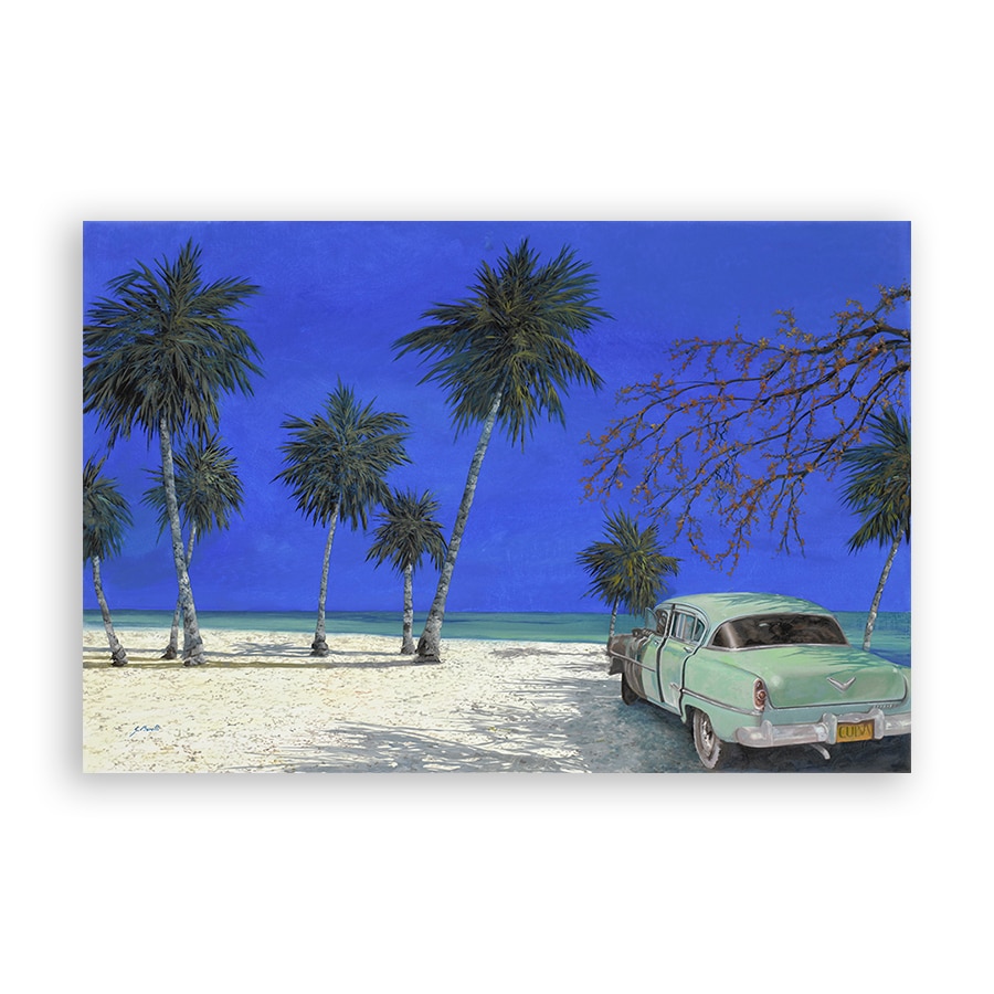 Tablou Canvas - Ocean, Cuba, Havana, Palmier, Masina, 75 x 100 cm