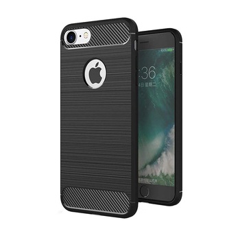 Husa iPhone 8 / 7, Slim Armor Carbon, carcasa spate Antisoc, Negru