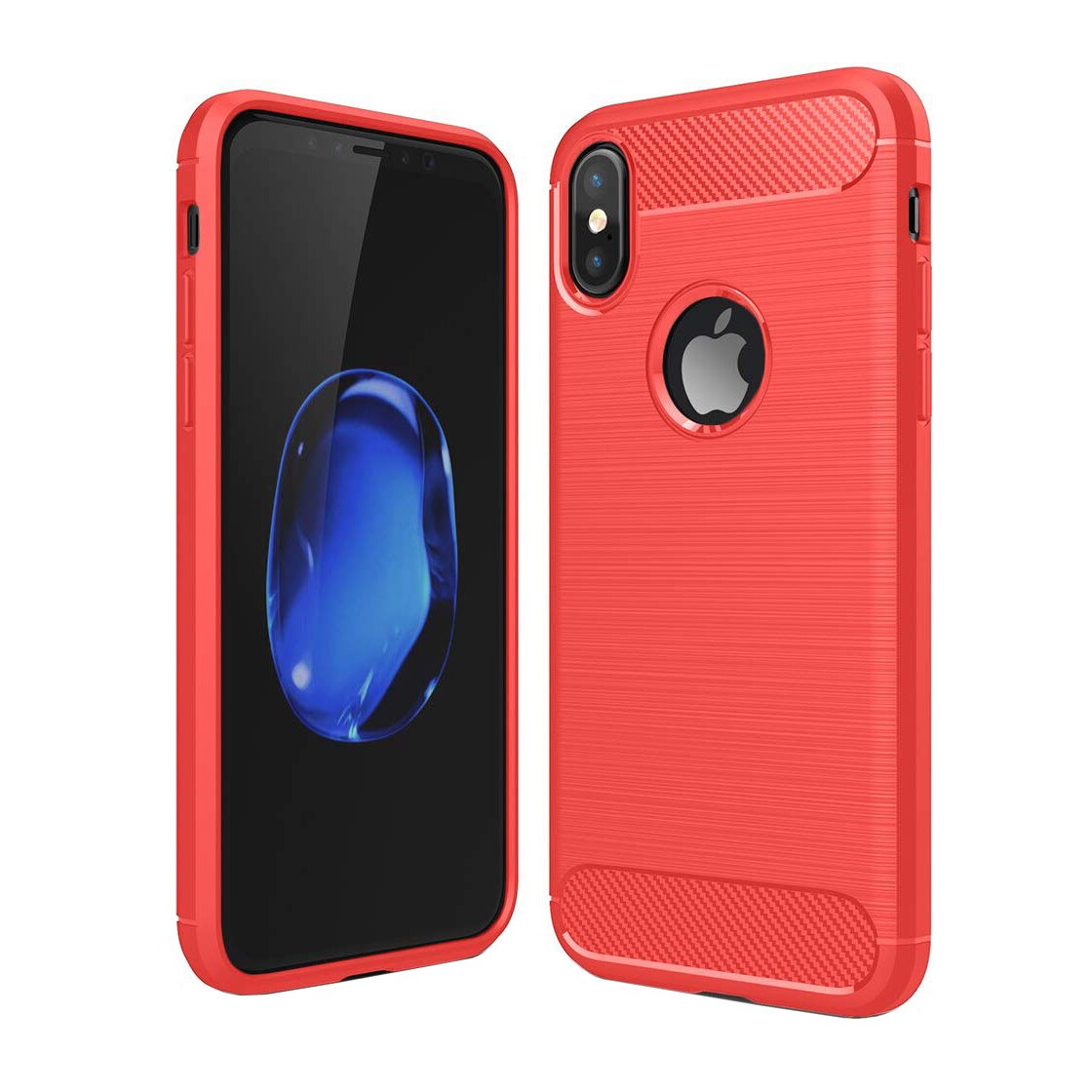 Husa iPhone XS / X, Slim Armor Carbon, carcasa spate Antisoc, Rosu